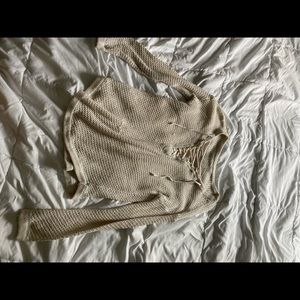 Cream lace up sweater